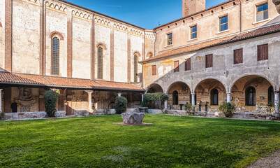 Franciscan cloister of the Civic Museum of Bassano del Grappa, Vicenza province,Veneto region,...