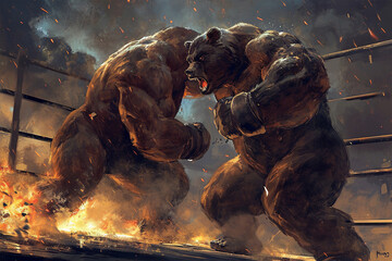 illustration of a fighting bear