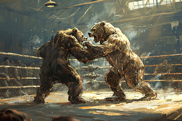 illustration of a fighting bear