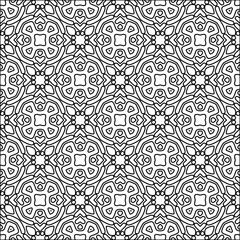 Black pattern on white wallpaper for web page, textures, card, poster, fabric, textile. Abstract background.Repeating background image.White texture. Lines form shapes.