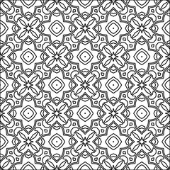 Black pattern on white wallpaper for web page, textures, card, poster, fabric, textile. Abstract background.Repeating background image.White texture. Lines form shapes.