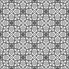 Black pattern on white wallpaper for web page, textures, card, poster, fabric, textile. Abstract background.Repeating background image.White texture. Lines form shapes.