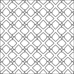 Fototapeta premium Black pattern on white wallpaper for web page, textures, card, poster, fabric, textile. Abstract background.Repeating background image.White texture. Lines form shapes.