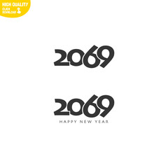 Creative Happy New Year 2069 Logo Design