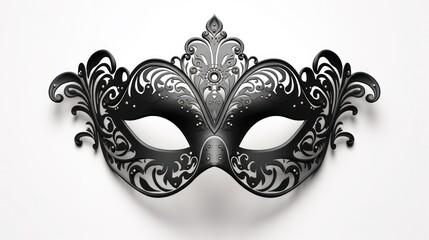 Carnival black mask isolated on white transparent background, generative ai