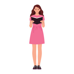 girl reading a book. read a book day. vector illustration