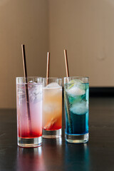 colourful coctails in a bar