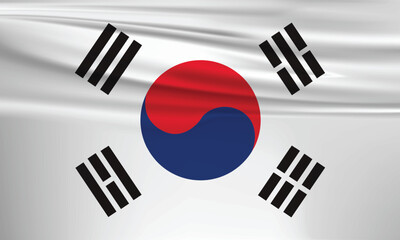 Illustration of South Korean flag and Editable vector South Korean country Flag - obrazy, fototapety, plakaty