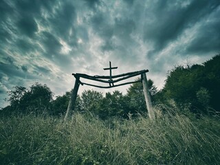 Entrance to an old abandoned cemetery.