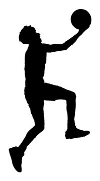 Basketball player going up for the layup vector
