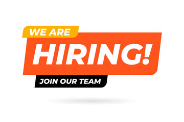 Job vacancy information design template. Recruitment announcement join team with greeting chat box on white background. Vector illustration