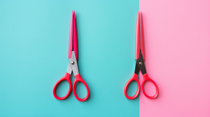 Pink scissors - obrazy, fototapety, plakaty