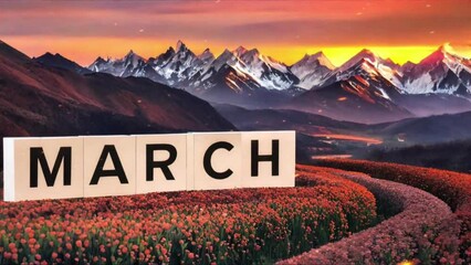 March - beginning of spring textual background