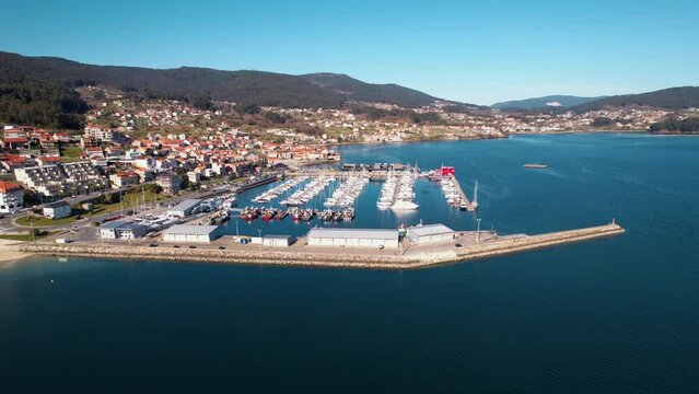 Aerial view of Combarro, beautiful coastal village in Pontevedra,Galicia,Spain. High quality 4k footage