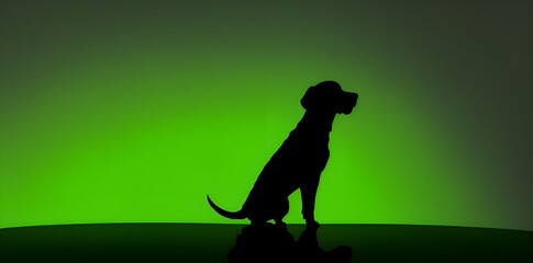 Green gradient, wallpaper, abstract, Dog black silhouette minimalist attractive background