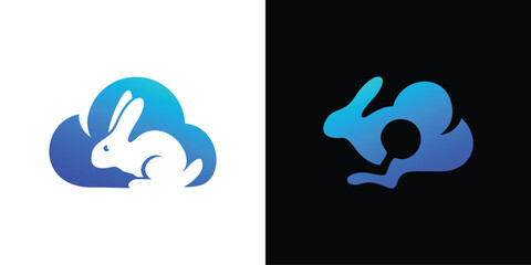 Rabbit and cloud logo design