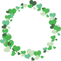 イラスト素材：かわいいハートの円形フレーム　緑