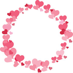 イラスト素材：かわいいハートの円形フレーム　ピンク