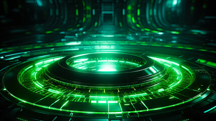 3D render illustration. Made by AI Midjourney. futuristic circle dot portal with a glow effect
