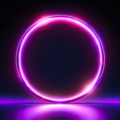 Obraz premium beautiful purple neon ring with glow generated by AI 