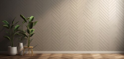 A classic herringbone pattern 3D wall texture in neutral tones