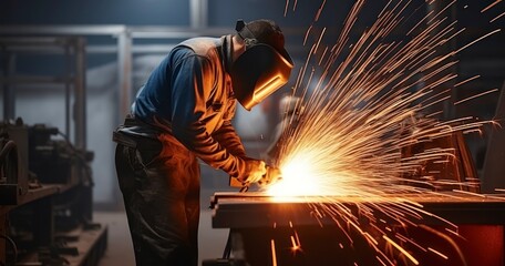 The Harmonious Blend of Skill and Power in a Welder's Factory Routine. Generative AI