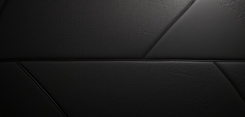 A sleek black leather 3D wall texture with subtle stitching - obrazy, fototapety, plakaty