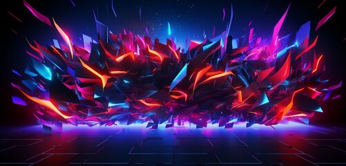 A vibrant neon light graffiti design 3D wall texture