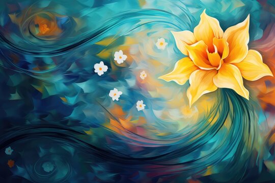 Abstract background with yellow flower. Abstract background March: Marie Curie Great Daffodil Appeal