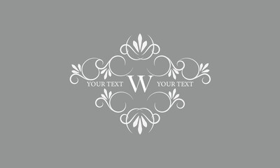 Decorative monogram design with letter W in the center. Luxury logo for sign, restaurant, boutique, cafe, hotel, heraldry, jewelry, fashion