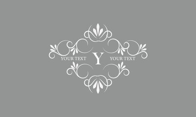 Decorative monogram design with letter Y in the center. Luxury logo for sign, restaurant, boutique, cafe, hotel, heraldry, jewelry, fashion