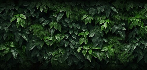 A 3D wall texture resembling dense lush green jungle foliage - obrazy, fototapety, plakaty