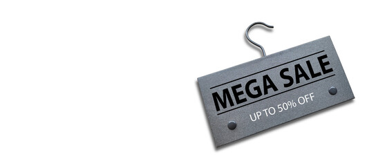 Mega sale concept. Shop or online shopping. Sale tag, special offer, discount, best price, banner. 
