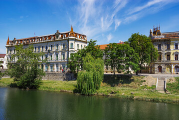 Fototapeta na wymiar Cityscape of Oradea, located on the banks of Crisul Repede River, Romania, Europe