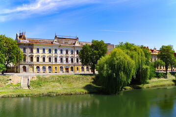 Fototapeta na wymiar Cityscape of Oradea, located on the banks of Crisul Repede River, Romania, Europe 