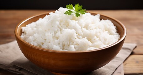 The Quintessential Bowl of White Rice, a Staple of Simplicity and Taste. Generative AI