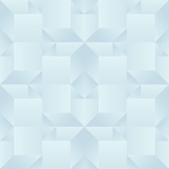 Seamless pattern, abstract geometric background with futuristic architectural motif. White background, repeating texture with a pattern of volumetric cubes and square shapes. Vector design element.