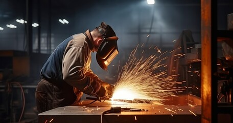 The Harmonious Blend of Skill and Power in a Welder's Factory Routine. Generative AI