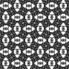 Abstract Shapes.Vector seamless black and white pattern.Design element for prints, decoration, cover, textile, digital wallpaper, web background, wrapping paper, clothing, fabric, packaging, cards.