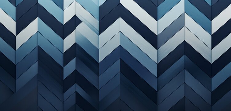 Abstract digital pixel design with a chevron pattern in navy and white on a 3D textured wall, embodying abstract digital pixel design