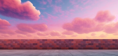 A 3D wall texture with a vibrant, sunset sky gradient