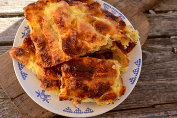 Bakery .Home made  cheese pie  with phyllo pastry and organic eggs. Bulgarian banitsa