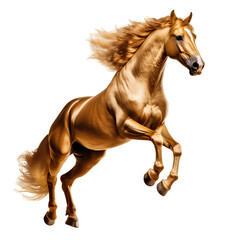 Obraz na płótnie Canvas Elegant golden horse on transparent background PNG