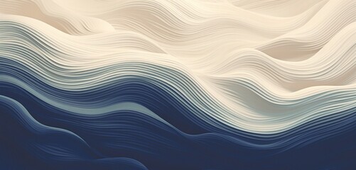 Abstract digital pixel design of abstract waves in navy and cream on a 3D textured wall, illustrating abstract digital pixel design