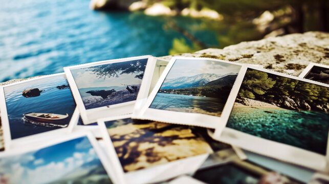 many polaroid photos from vacation