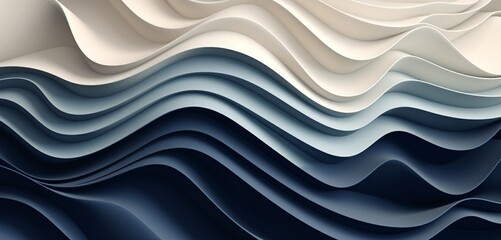 Abstract digital pixel design of abstract waves in navy and cream on a 3D textured wall, illustrating abstract digital pixel design