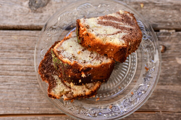 Chocolate and vanilla marble cake  . Kosher and pareve sweet.