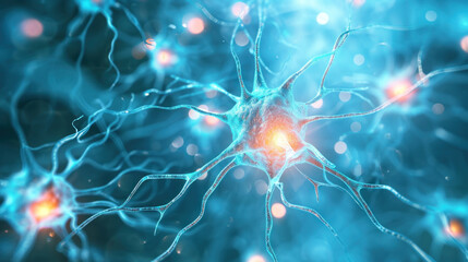 Abstract image of neurons, nerve cells - process of thinking concept