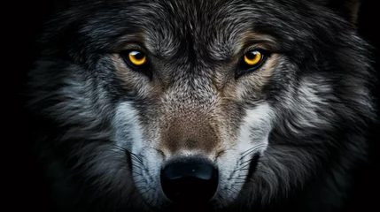 Deurstickers A close up of a wolfs face with an intense look © Data