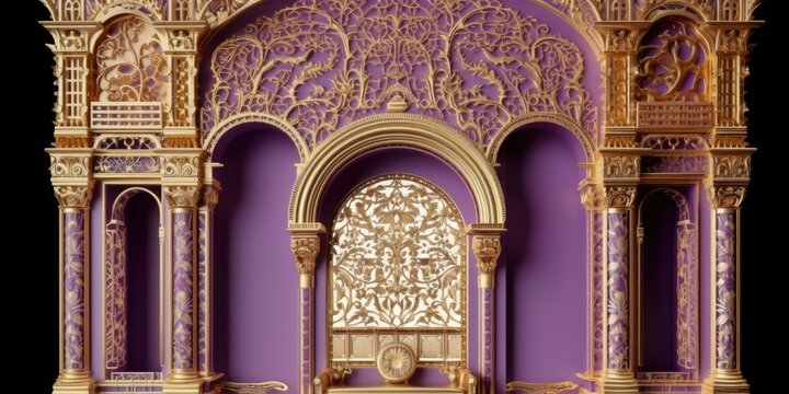 Door Design Indian and Arabic Style Purple Golden Yellow Color LED Wall VJ Created with Generative AI Technology